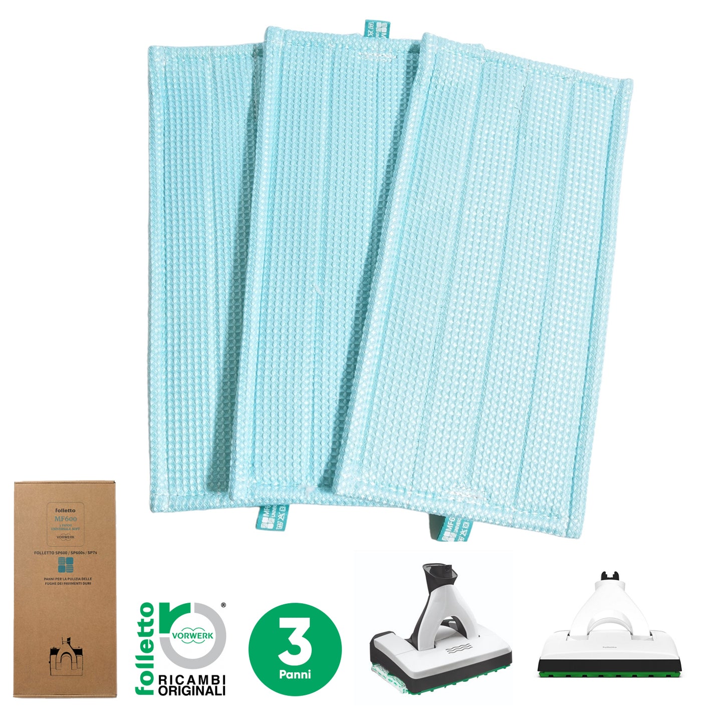 Folletto SP600/SP7 3x Panni Universali per Fughe MF600 Originali Vorwerk