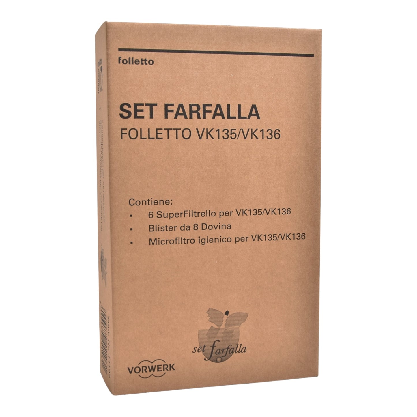 Folletto VK135/136 Set Farfalla Originale 6x Sacchetti + Dovina + Microfiltro Vorwerk