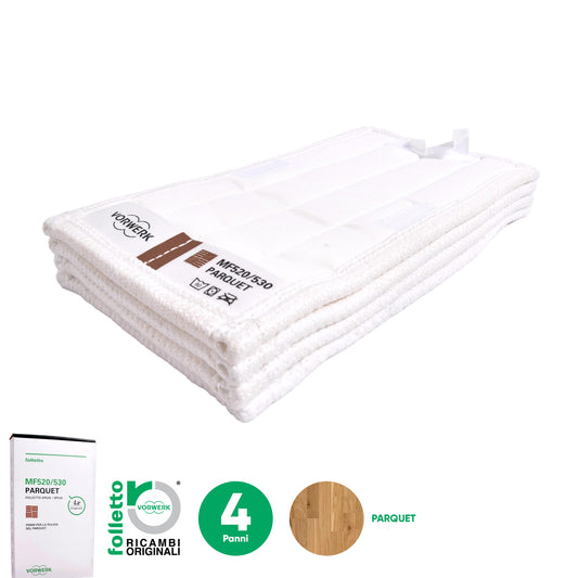 Confezione 4x Panni Parquet per SP520/530 Originale Vorwerk Folletto