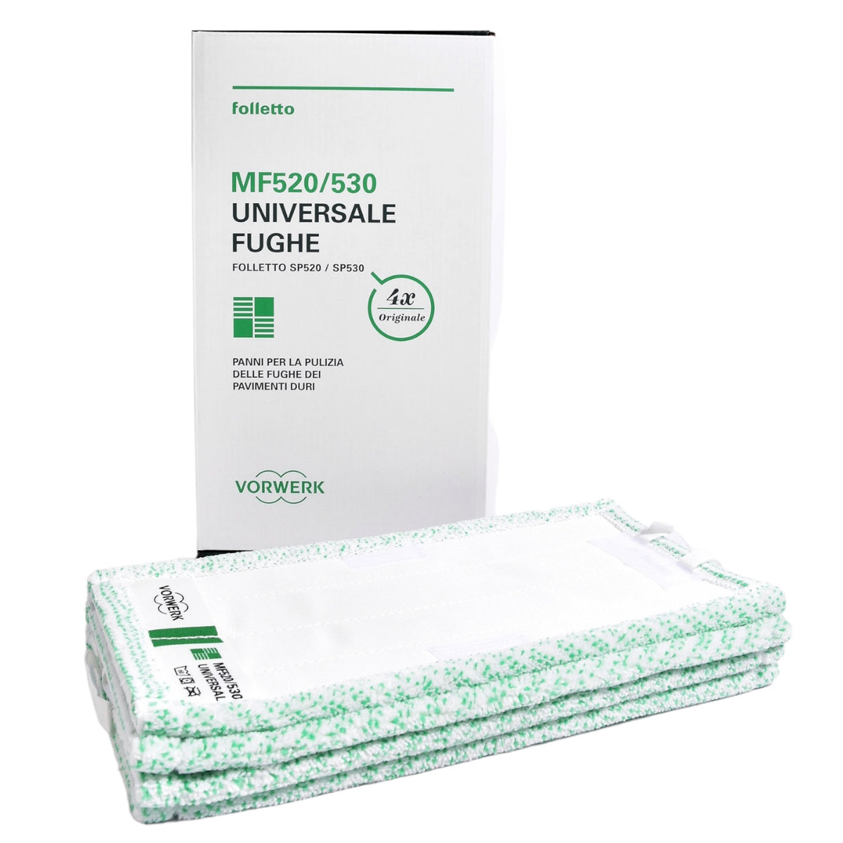 Spazzola Folletto 520UNISOFT4 - CONFEZIONE 4 PANNI UNIVERSALI SOFT PULILAVA COMPATIBILI PER VORWERK FOLLETTO KOBOLD SP520/SP530 Lavapavimenti Parquet Spazzola Folletto 520UNISOFT4 - CONFEZIONE 4 PANNI UNIVERSALI SOFT PULILAVA COMPATIBILI PER VORWERK FOLLETTO KOBOLD SP520/SP530 Lavapavimenti Parquet