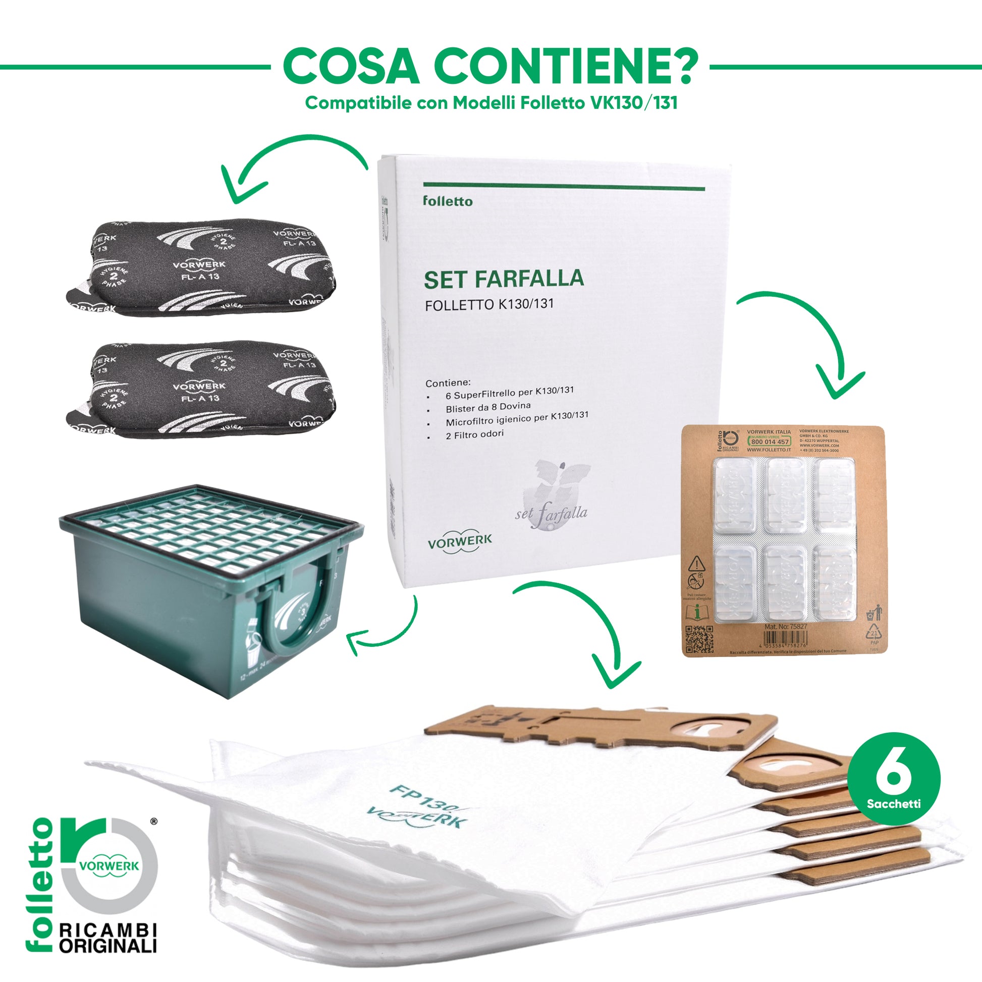 Filtri Per Aspirapolvere Folletto VK 130 E 131 - Ricambi Compatibili E Riutilizzabili - Foto 7